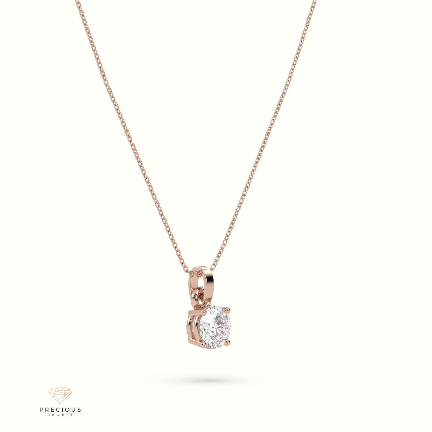 18k rose gold certified diamond solitair pendant 0.30 ct to 1.50 ct si1 quality g color round 4 prongs Photos & images