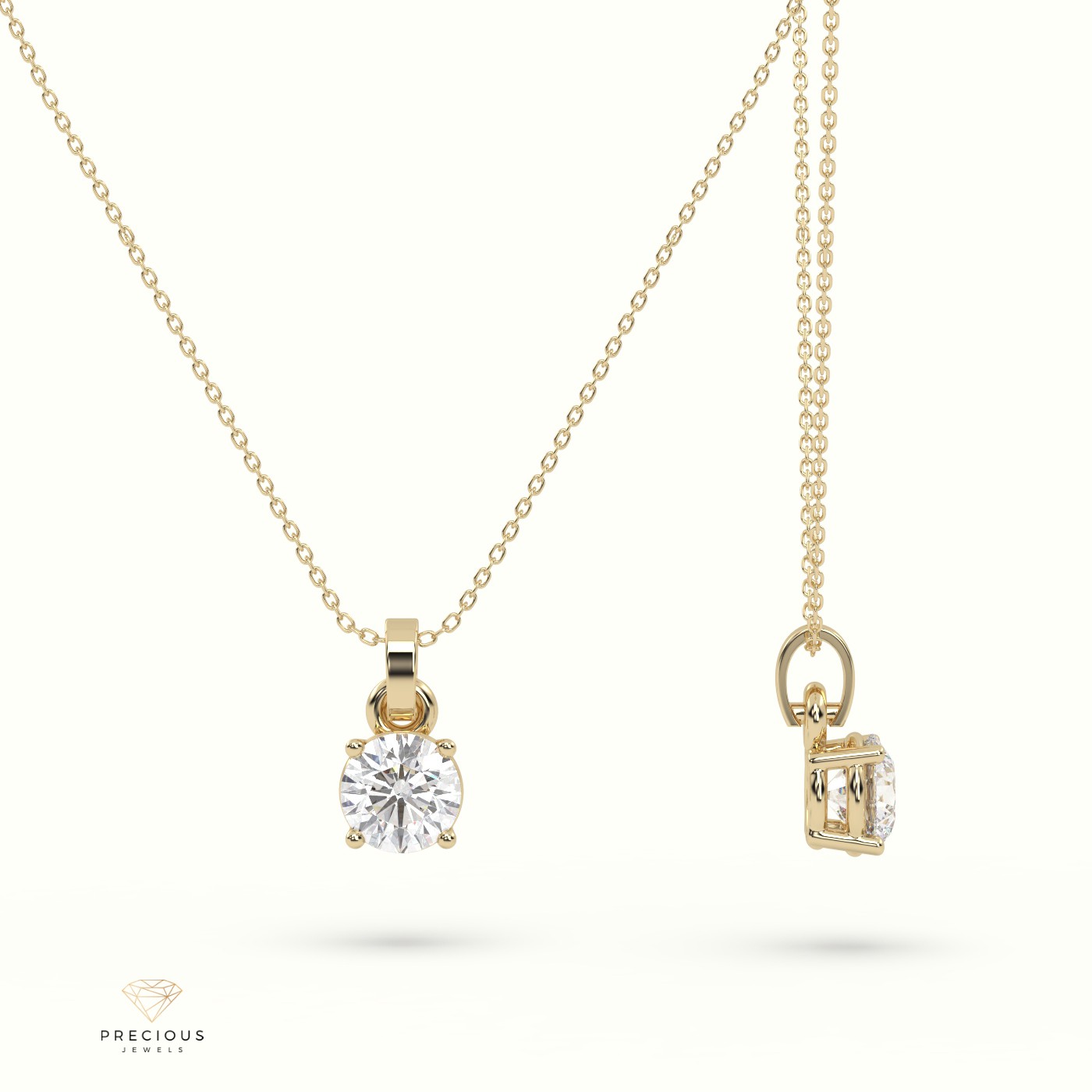 18k yellow gold certified diamond solitair pendant 0.30 ct to 1.50 ct vs2 quality g color round 4 prongs Photos & images