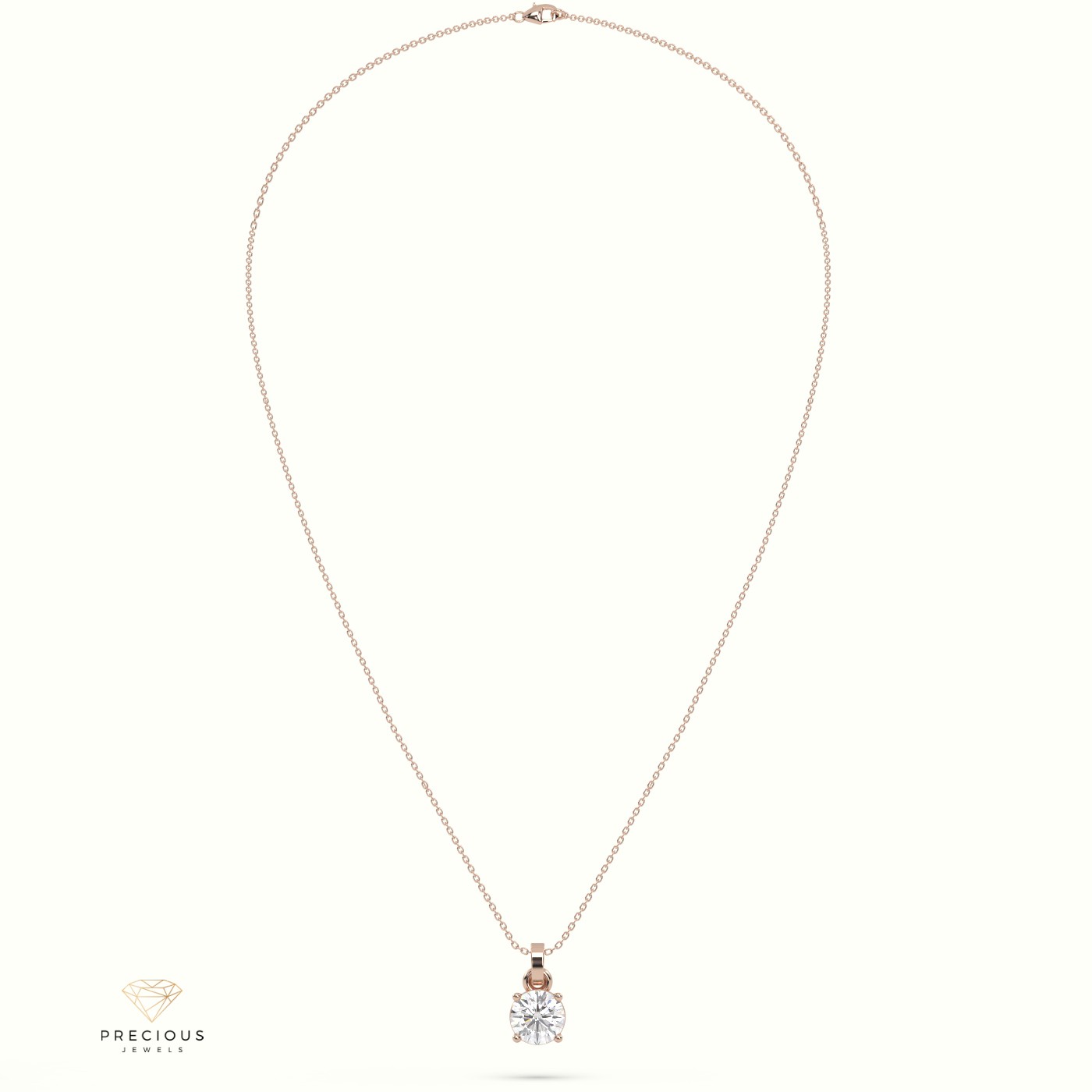 18k rose gold  diamond solitair pendant 1.50 carat 4 round shaped prongs Photos & images