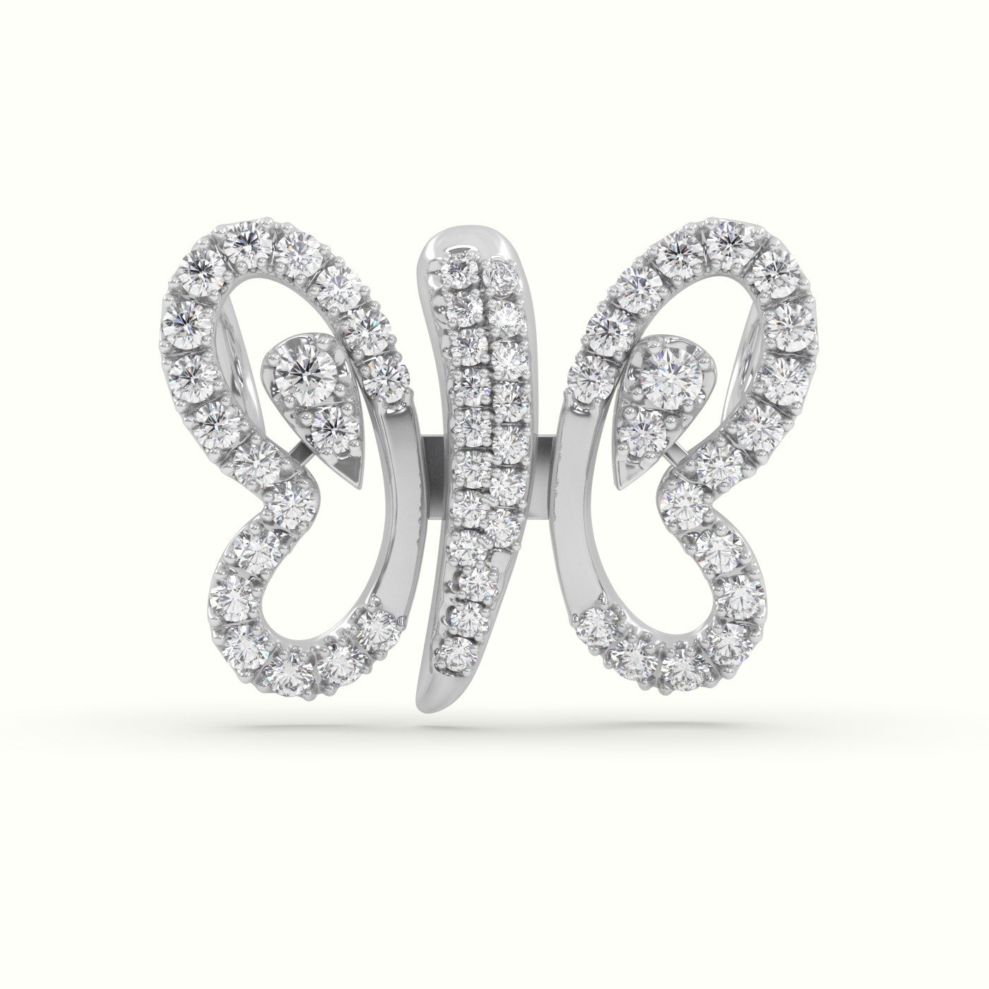 18k white gold  butterfly pendant set with total 1 carat round diamonds